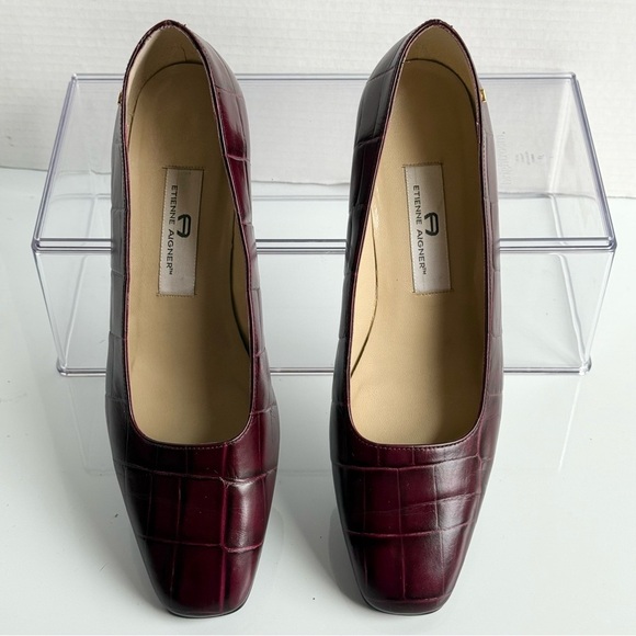 Etienne Aigner Burgundy Heels Classic Sophisticated Design Size 10W - Picture 4 of 10